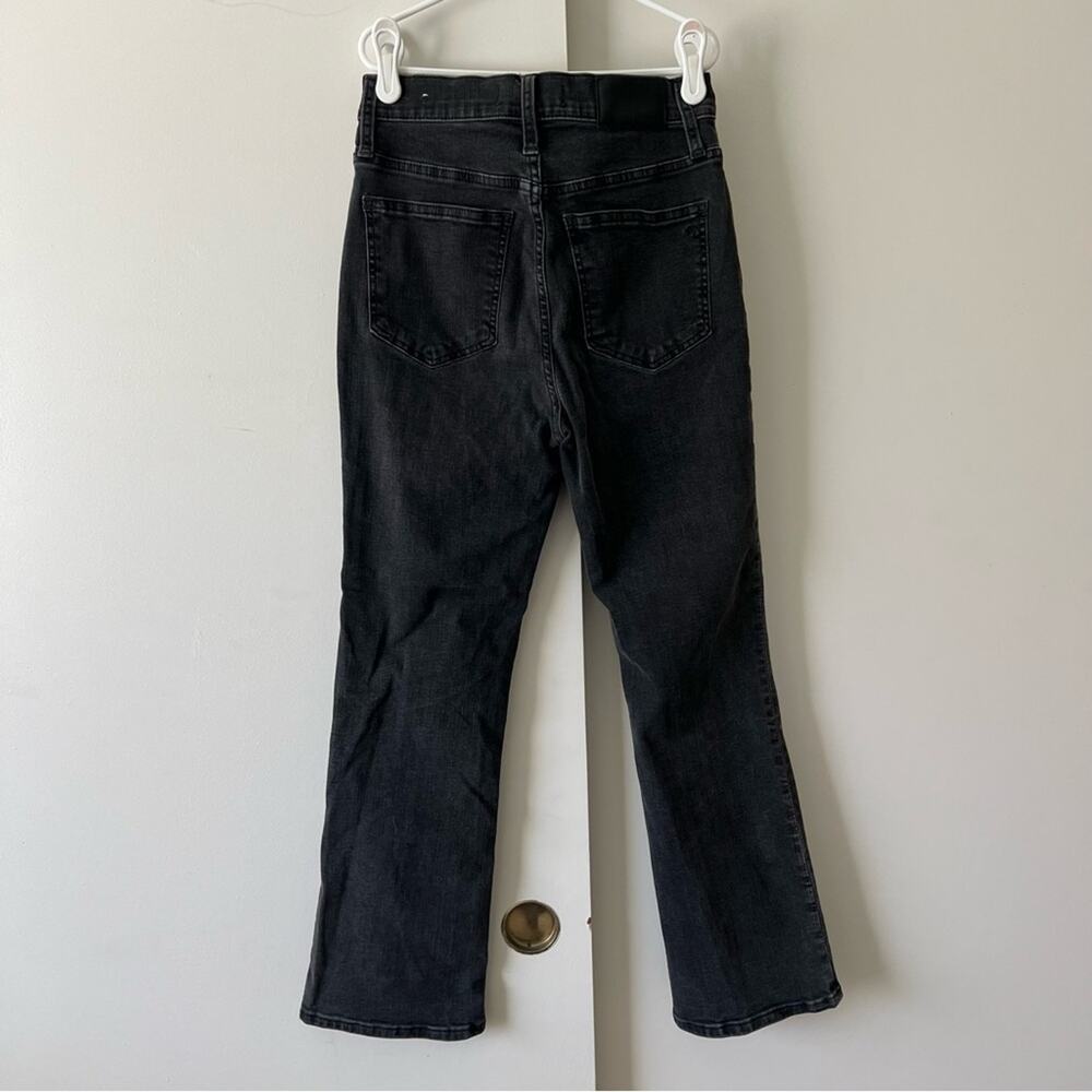 Madewell Cali Demi-Boot Flare Cropped Jeans Button Fly High Waist Black Size 25 - Picture 6 of 8